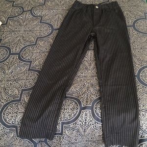 Pinstriped stretch ankle pants